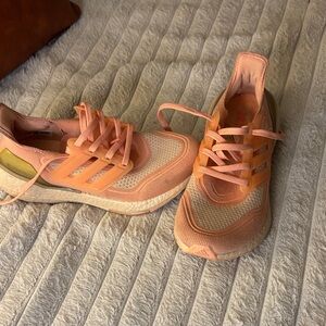 Adidas Women's Peach and Cream Sneakers